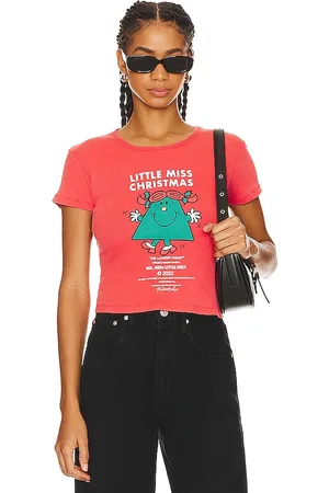 The Laundry Room Camiseta de canalé little miss christmas en color coral talla M en - Coral. Talla M (también en S).