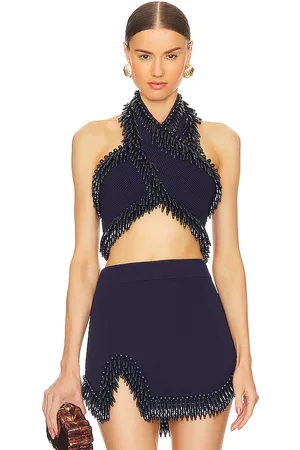 Cult Gaia Top corto clara en color azul marino talla L en - Navy. Talla L (también en M, S, XS).