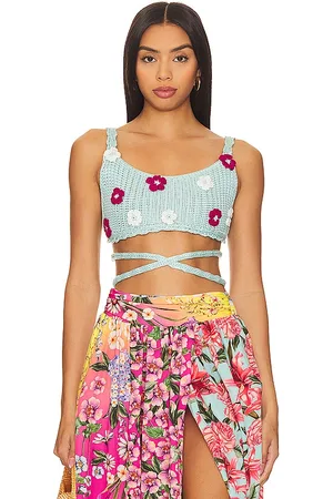 Agua Bendita Top corto albany en color bebe azul talla L en - Baby Blue. Talla L (también en XL).