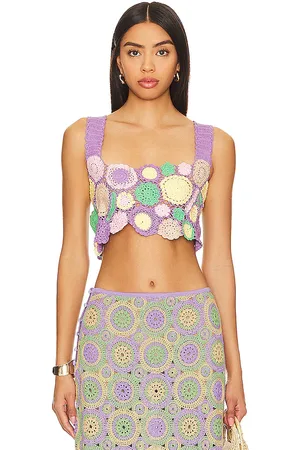 Agua Bendita Top corto tanit en color lavender,green talla L en - Lavender,Green. Talla L (también en M).