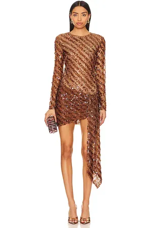 Camila Coelho Minivestido cataleya sequin en color bronce metálico talla M en - Metallic Bronze. Talla M (también en XS, XXS).