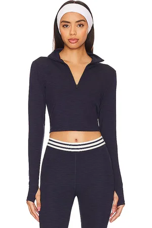 Splits59 Stevie active rib half zip top en color azul marino talla XL en - Navy. Talla XL (también en XS).