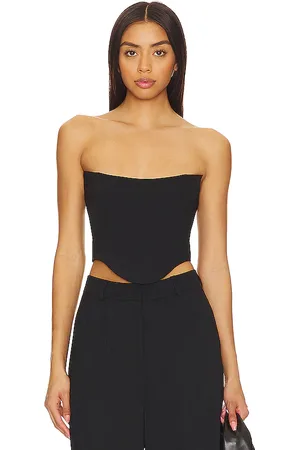 Amanda Uprichard Top corto sabine en color talla M en - Black. Talla M (también en L, S, XL).