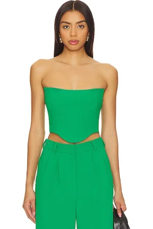 Amanda Uprichard Top corto sabine en color verde talla M en - Green. Talla M (también en L, S, XL).