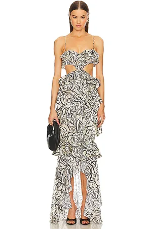 Michael Costello Vestido largo abby en color negro, blanco talla L en - Black,White. Talla L (también en M, XL).