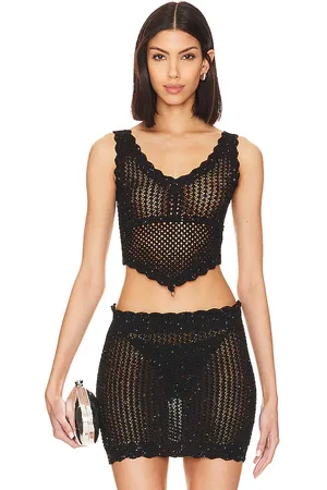 Lovers And Friends Renata knit shimmer top en color talla M en - Black. Talla M (también en S).