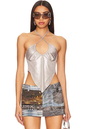 superdown Devon halter top en color metálico talla M en - Metallic Silver. Talla M (también en S).