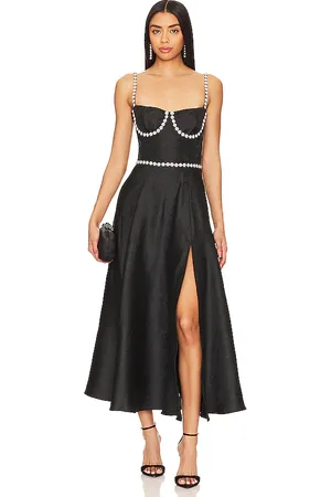 V. Chapman Vestido midi cora corset en color negro talla 0 en - Black. Talla 0 (también en 2, 4, 6).