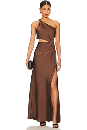 Misha Vestido largo kristin en color marrón talla L en - Brown. Talla L (también en M, S, XS, XXL, XXS).