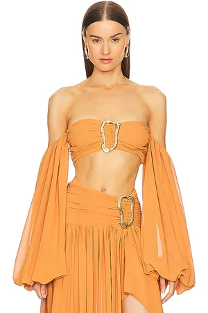 Michael Costello X revolve blair crop top en color naranja talla M en - Orange. Talla M (también en S, XS).
