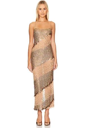 Retrofete Vestido midi carmine en color bronce talla L en - Tan. Talla L (también en M, XL, XS, XXS).
