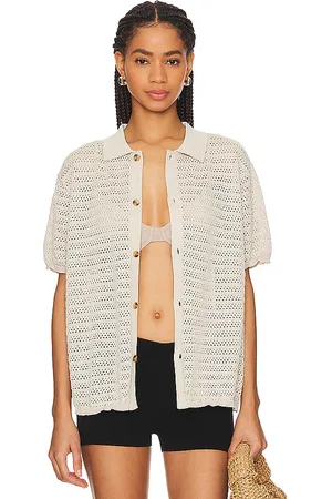 WAO Open knit short sleeve shirt en color crema talla S en - Cream. Talla S (también en L).