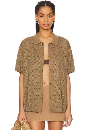 WAO Open knit short sleeve shirt en color marrón talla S en - Brown. Talla S (también en XS).