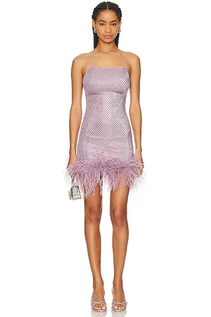 Oseree Mini vestido plumaje disco en color lavanda talla L en - Lavender. Talla L (también en XL).