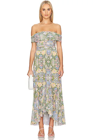 MISA Vestido midi fiorella en color verde talla S en - Green. Talla S (también en XS).