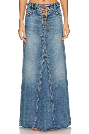 GRLFRND Falda maxi indira laced en color denim-medium talla 23 en - Denim-Medium. Talla 23 (también en 24).