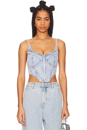 AFRM X revolve iris top en color denim claro talla L en - Denim-Light. Talla L (también en M, S, XL, XS).