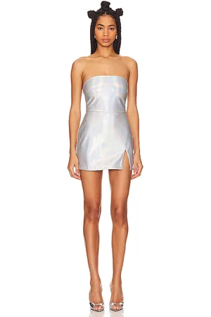 AFRM Minivestido braylon en color plateado metálico talla M en - Metallic Silver. Talla M (también en S, XL).