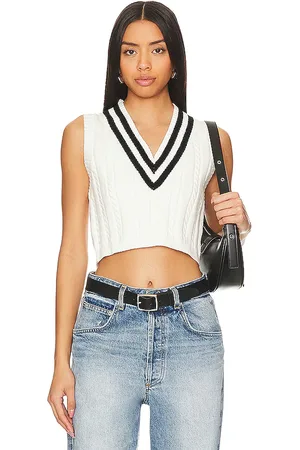 MORE TO COME Chaleco jade varsity cropped en color talla L en - White. Talla L (también en M, S, XS).
