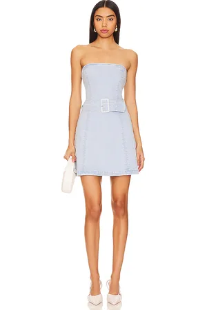 Amanda Uprichard Vestido fae en color denim claro talla M en - Denim-Light. Talla M (también en S).