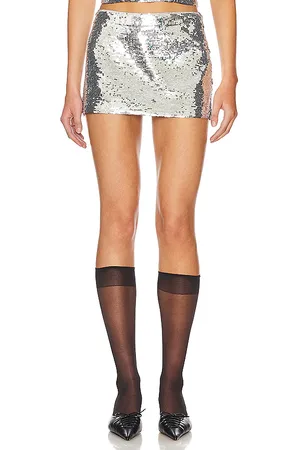 DANIELLE GUIZIO Falda en color metálico talla L en - Metallic Silver. Talla L (también en M, S, XL).