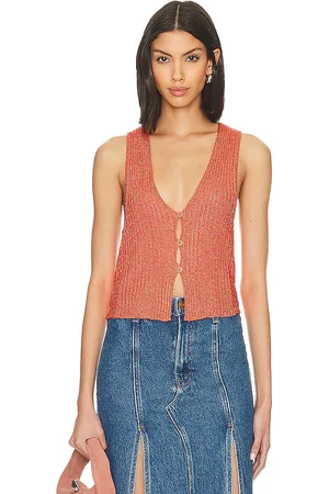 Free People Chaleco seascape en color naranja talla M en - Orange. Talla M (también en L).