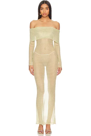 superdown Vestido seraphina off shoulder en color neutral talla M en - Neutral. Talla M (también en L).