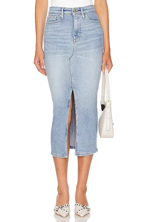 GOOD AMERICAN Falda midi con abertura en la parte delantera en color denim claro talla 20 en - Denim-Light. Talla 20 (también en
