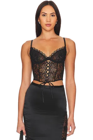 FLEUR DU MAL Lace up bustier en color talla M en - Black. Talla M (también en S).