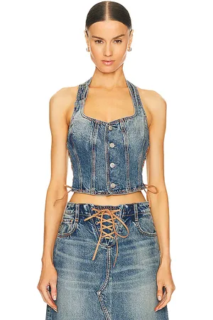 GRLFRND Phoebe laced halter top en color denim-medium talla M en - Denim-Medium. Talla M (también en S).