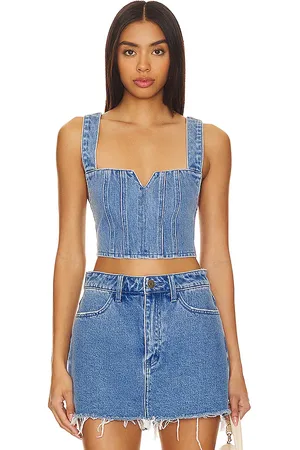 Show Me Your Mumu Top corsé crossroads en color denim-medium talla L en - Denim-Medium. Talla L (también en XL).
