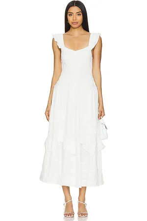 LOVESHACKFANCY Vestido midi brin en color blanco talla XL en - White. Talla XL (también en XXL).