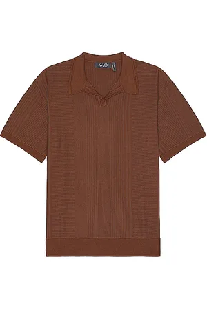 WAO Short sleeve pattern knit polo en color marrón talla S en - Brown. Talla S (también en XL/1X, XS).