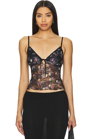 MORE TO COME Fia lace cami top en color negro talla L en - Black. Talla L (también en XL).