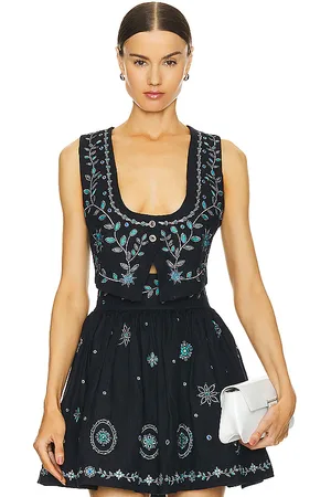 Agua by Agua Bendita Esmeralda relicario top en color negro talla XL en - Black. Talla XL (también en L).
