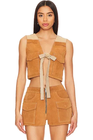 Understated Leather Chaleco ante sugar en color talla L en - Tan. Talla L (también en M, S, XL, XS).