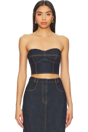 Amanda Uprichard Franklin top en color denim-dark talla S en - Denim-Dark. Talla S (también en XS).