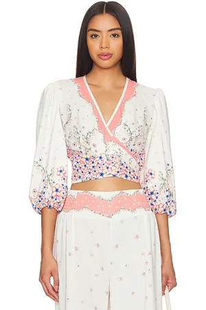 Agua Bendita Blusa recortada asia en color ivory talla L en - Ivory. Talla L (también en M, XL, XXL).