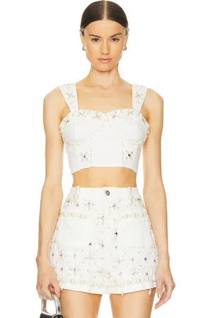 PATBO Hand beaded top en color talla 0 en - White. Talla 0 (también en 2).