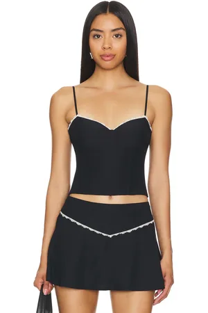 FLEUR DU MAL Tanque con copas de encaje en color talla L en - Black. Talla L (también en M, S, XS).