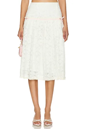 yuhan wang Falda floral fruncida en color talla L en - Cream. Talla L (también en XL).