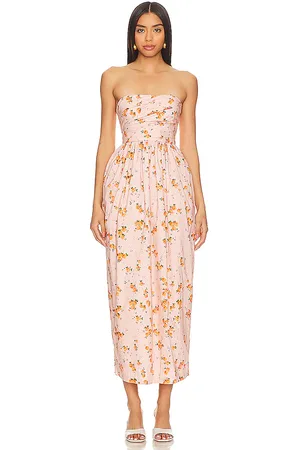 LOVESHACKFANCY Vestido midi luxie en color rosado talla 12 en - Pink. Talla 12 (también en 6, 8).