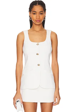 Amanda Uprichard Kya top en color blanco talla L en - White. Talla L (también en M, S).