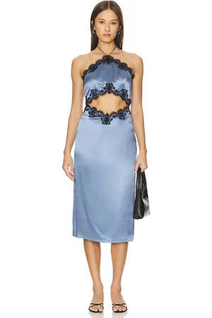 FLEUR DU MAL Vestido midi en color azul talla L en - Blue. Talla L (también en S).