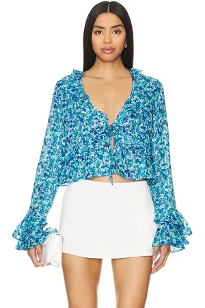 FAITHFULL THE BRAND Lombardi top en color azul talla S en - Blue. Talla S (también en XS).