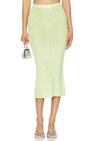 Calle Del Mar Falda midi ribbed en color verde talla L en - Green. Talla L (también en XL).
