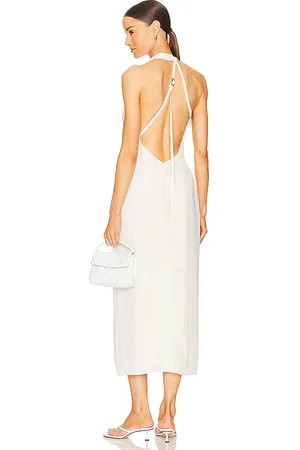 St Agni Vestido midi asymmetrical belt back en color blanco talla L en - White. Talla L (también en XL).
