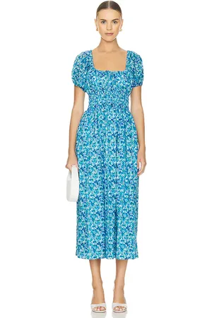FAITHFULL THE BRAND Vestido midi vineria en color azul talla M en - Blue. Talla M (también en S, XS).