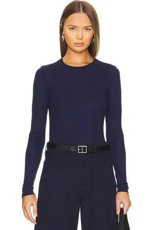 Goldie Estelle Camiseta manga larga ribbed en color talla L en - Navy. Talla L (también en M, S).