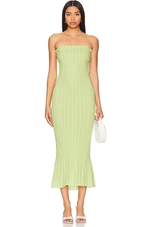 APRÈS Vestido ruched strapless en color verde talla M en - Green. Talla M (también en S).